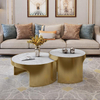 Modern Living Room Furniture Gold Stainless Steel White Marble Center Coffee Table