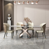 Modern Minimalist Sintered Stone Home Furniture Light Luxury Dining Table Set with Black Metal Legs