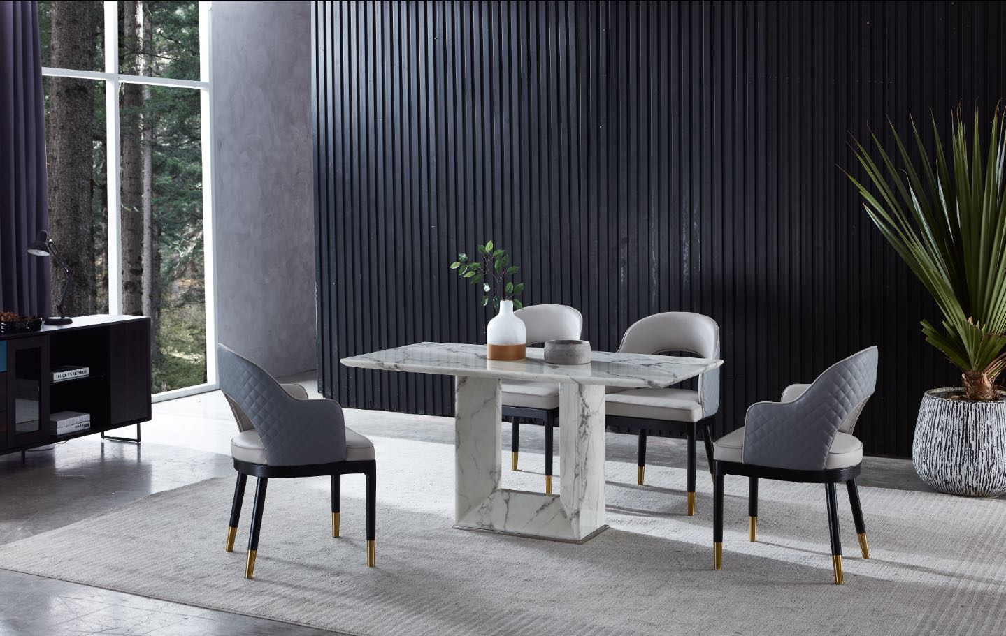 Hot Selling Rectangle Artificial Solid Marble White Dining Table for Home