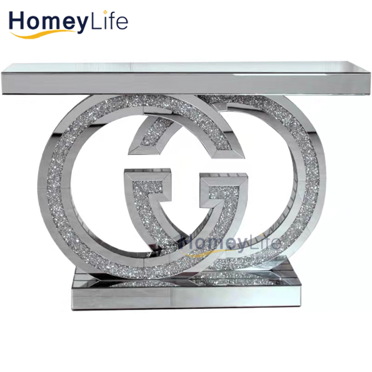Quickly Deliver Five Star Black Marble Mirrored Console Table