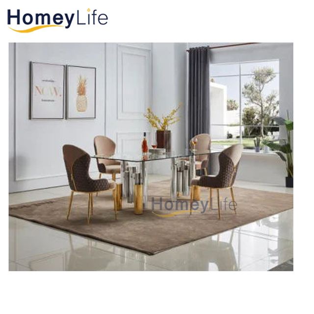 Luxury Stainless Steel Dining Table Set for Home