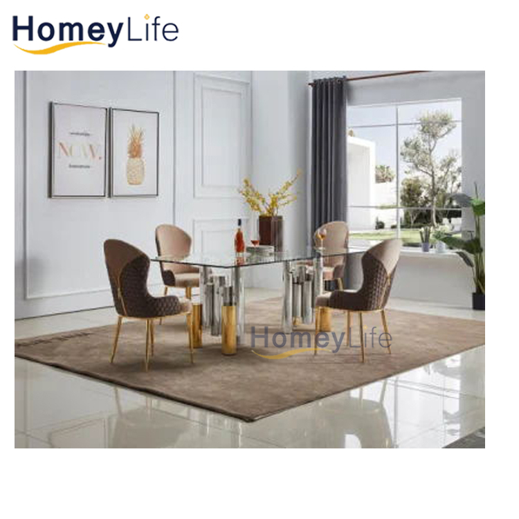 Luxury Stainless Steel Dining Table Set for Home