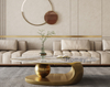 Luxury Living Room Home Furniture New Design End Table Glass Marble Top Set Sintered Stone Coffee Table with Stainless Steel Titanium Gold