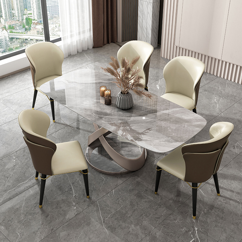 Home Furniture Living Room Stainless Steel Dining Table Fiberglass Dining Table Set