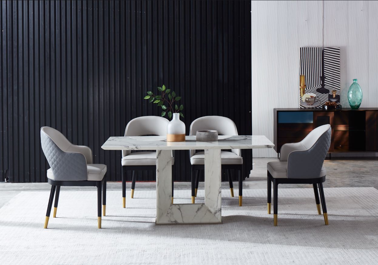 Luxury Restoration Marble Restaurant Home Room Furniture Sets Coffee LED Dining Table