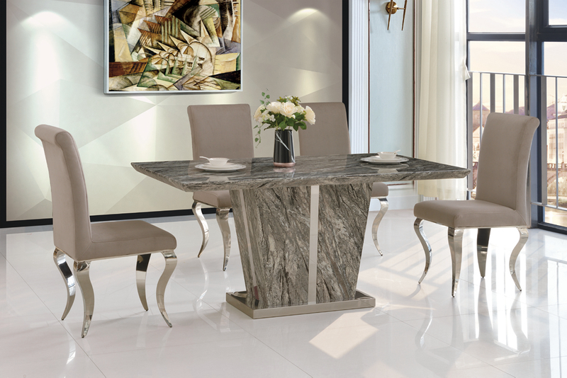 Customization Luxury European Style Classic 6 Chairs White Marble Dining Table Set
