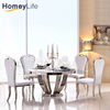Restaurant Dining Room Stainless Steel Marble Top Round Dining Table