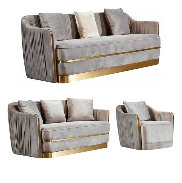 Hot Sales Wholesale Modern Living Room Fabric Leather Cover L Shape 3 Seater Sofa Set