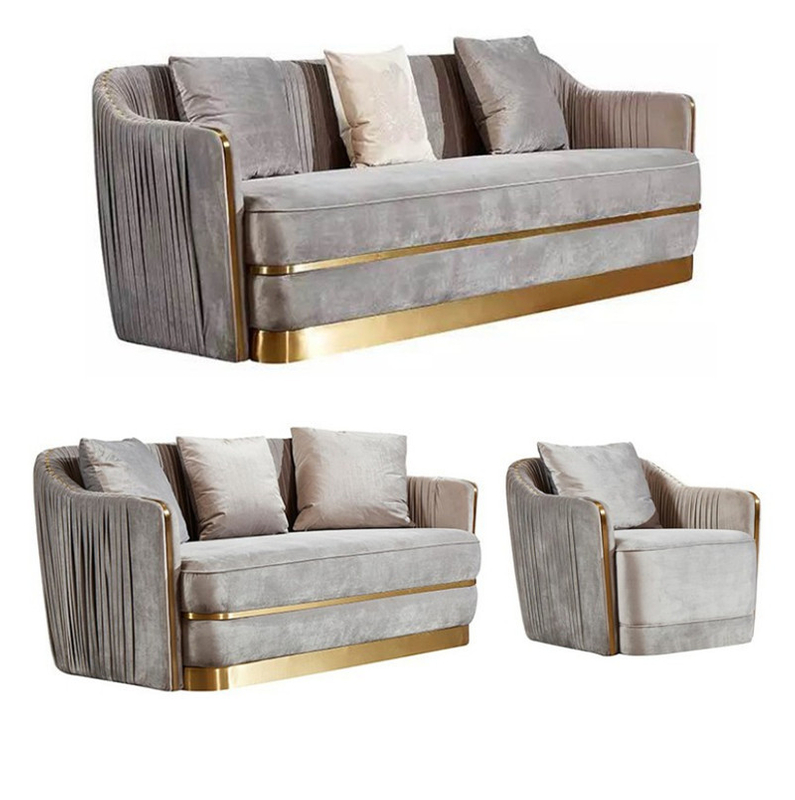 Hot Sales Wholesale Modern Living Room Fabric Leather Cover L Shape 3 Seater Sofa Set