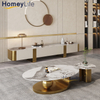Luxury Living Room Home Furniture New Design End Table Glass Marble Top Set Sintered Stone Coffee Table with Stainless Steel Titanium Gold