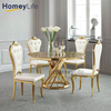 Restaurant Dining Room Stainless Steel Marble Top Round Dining Table