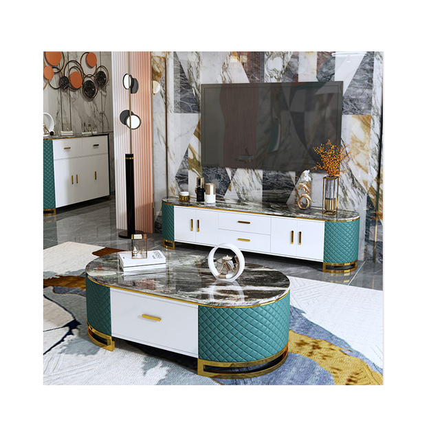 Hot Sales Furniture Modern Metal TV Stand with Marble Top
