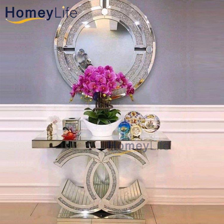 Quickly Deliver Five Star Black Marble Mirrored Console Table
