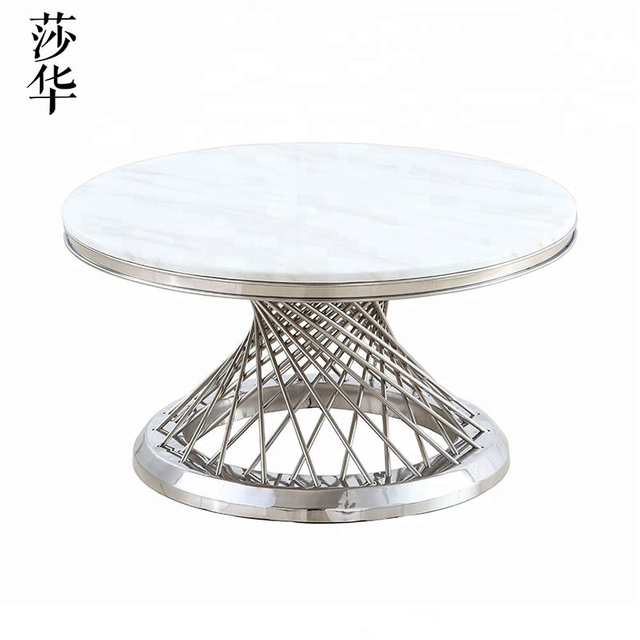 Modern Simple Decorative Living Room Home Furniture Set Nesting Marble Tea Table Top Round Base Side Coffee Table