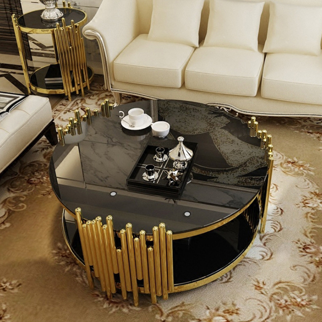Black Marble Glass Modern Luxury Coffee Tables