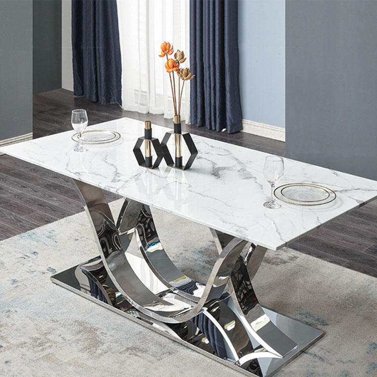 Home Furniture Dining Room Table Sets with Silver Stainless Steel