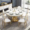 Restaurant Dining Room Stainless Steel Marble Top Round Dining Table