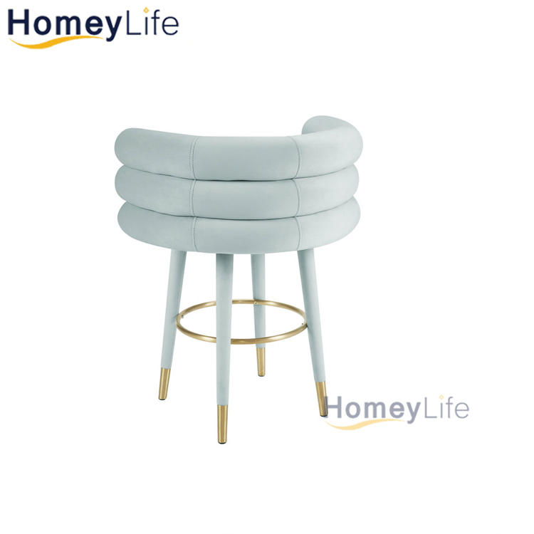 Shiny T-Gold Stainless Steel Kitchen Bar Chair Hotel Restaurant Soft Velvet High Bar Stool