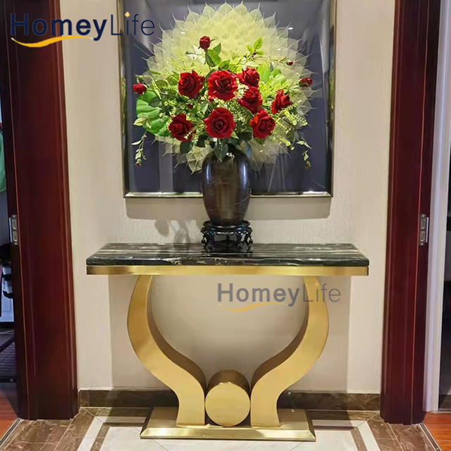 Quickly Deliver Five Star Black Marble Mirrored Console Table