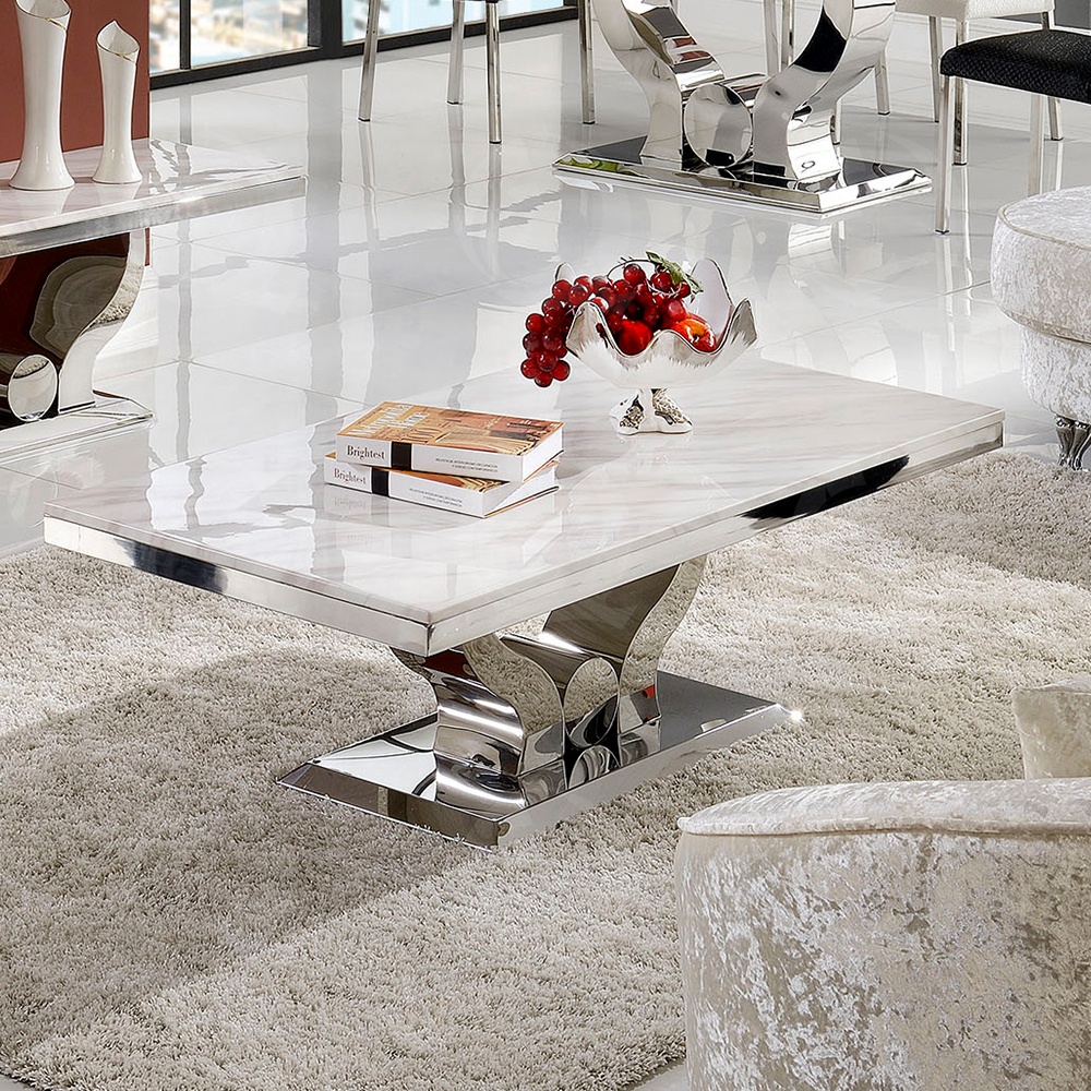 Modern Simple Natural Marble Living Room Furniture Round Side Table Marble Coffee Table