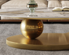 Luxury Living Room Home Furniture New Design End Table Glass Marble Top Set Sintered Stone Coffee Table with Stainless Steel Titanium Gold