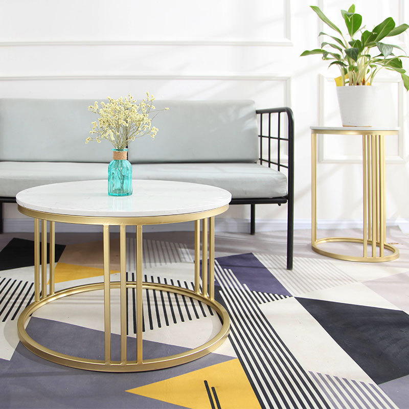 Sintered Stone Top Coffee Table and End Table Luxury Marble Modern Gold Stainless Steel for Living Room
