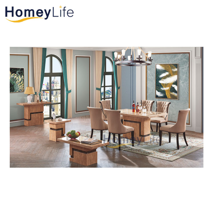 Luxury Modern Marble Restaurant Room Sets Coffee LED Home Furniture Dining Table