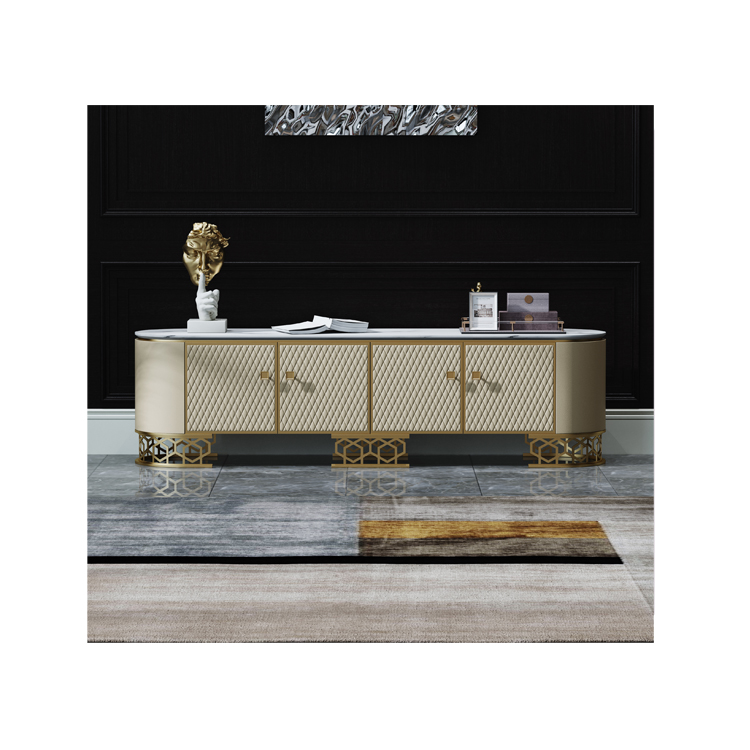 Hot Sales Furniture Modern Metal TV Stand with Marble Top