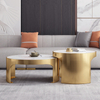 Modern Living Room Furniture Gold Stainless Steel White Marble Center Coffee Table