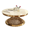 Modern Simple Decorative Living Room Home Furniture Set Nesting Marble Tea Table Top Round Base Side Coffee Table