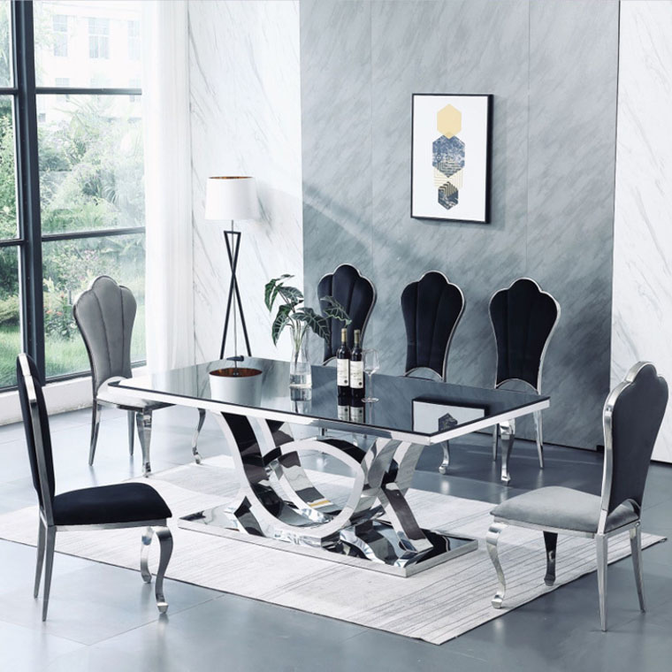 Home Furniture Dining Room Table Sets with Silver Stainless Steel