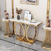 Living Room Marble Top Console Table with Metal Base
