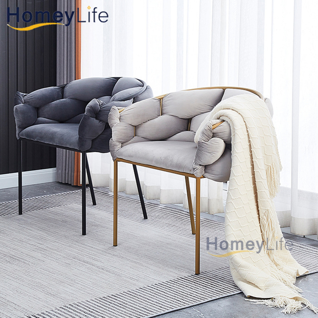 Nordic Style Modern Outdoor Banquet Furniture Velvet Armrest Home Lounge Restaurant Dining Chair for Living Room