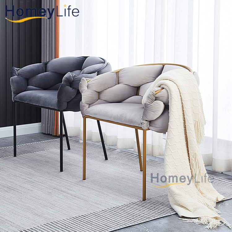 Nordic Style Modern Outdoor Banquet Furniture Velvet Armrest Home Lounge Restaurant Dining Chair for Living Room