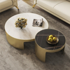 Modern Living Room Furniture Gold Stainless Steel White Marble Center Coffee Table