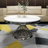 Modern Simple Decorative Living Room Home Furniture Set Nesting Marble Tea Table Top Round Base Side Coffee Table
