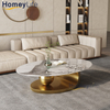 Luxury Living Room Home Furniture New Design End Table Glass Marble Top Set Sintered Stone Coffee Table with Stainless Steel Titanium Gold