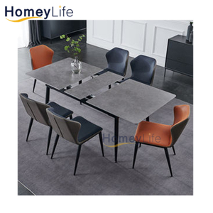 Customized Metal Feet Ceramic top Extendable Dining Table