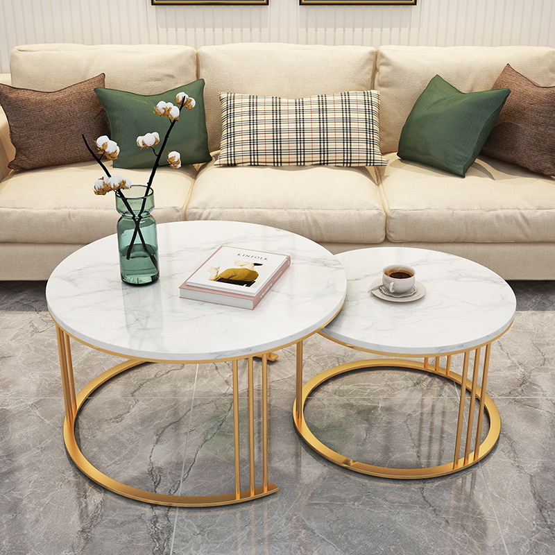 Sintered Stone Top Coffee Table and End Table Luxury Marble Modern Gold Stainless Steel for Living Room