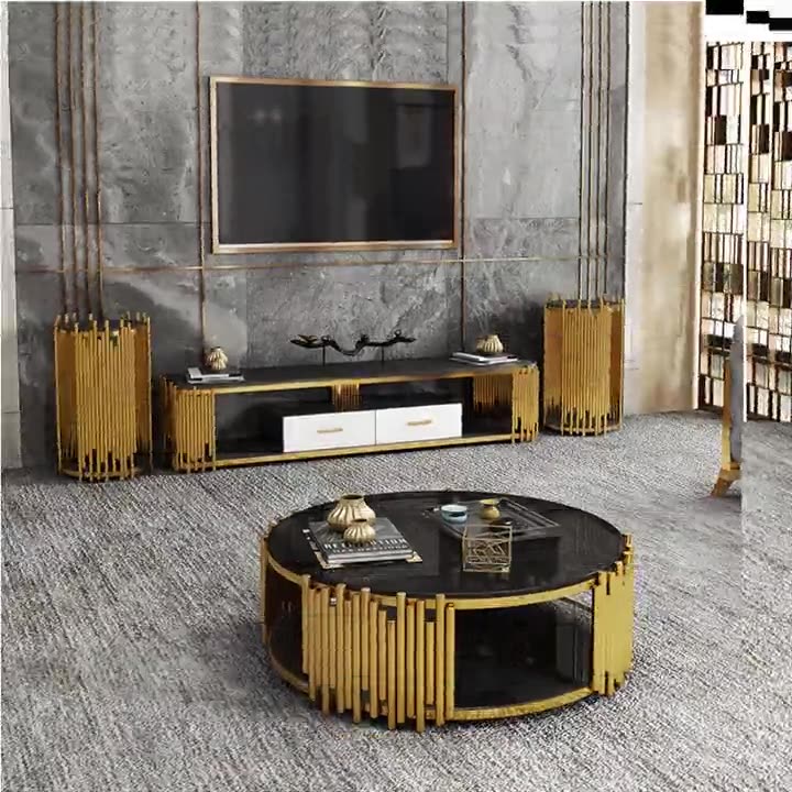 Black Marble Glass Modern Luxury Coffee Tables