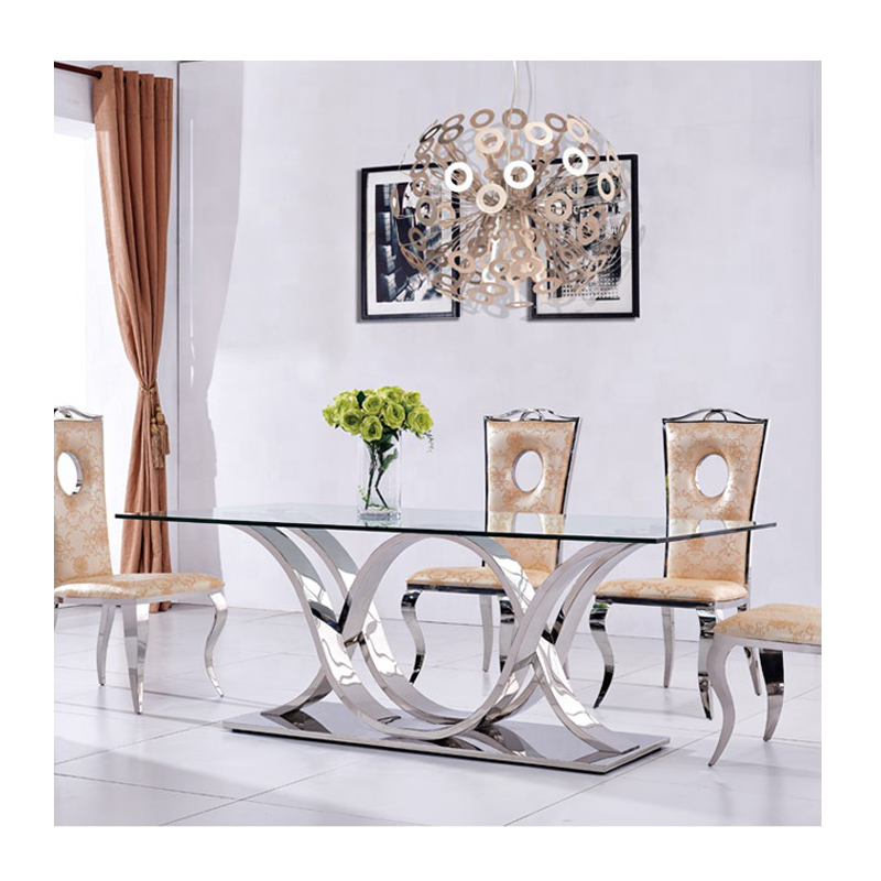 Home Furniture Dining Room Table Sets with Silver Stainless Steel
