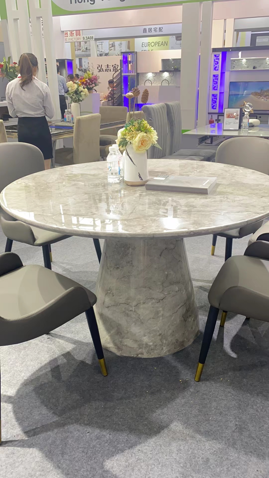 Custom Round Natural Marble Table Top Stone Base Dinner Room Furniture Coffee Table Luxury Green Marble Dining Table