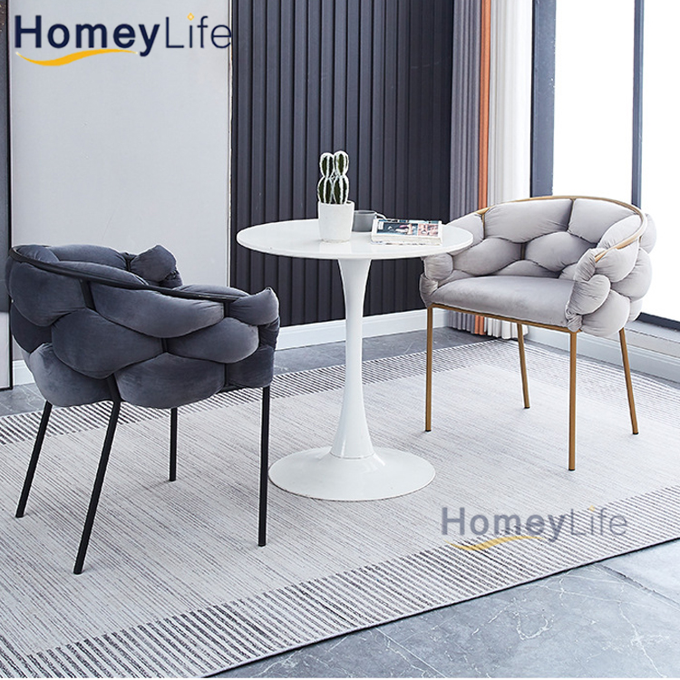 Nordic Style Modern Outdoor Banquet Furniture Velvet Armrest Home Lounge Restaurant Dining Chair for Living Room
