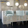 Shiny T-Gold Stainless Steel Kitchen Bar Chair Hotel Restaurant Soft Velvet High Bar Stool
