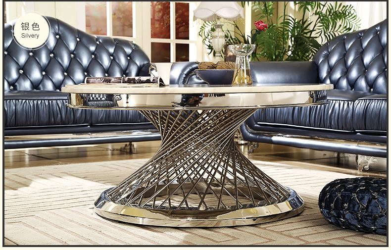 Modern Simple Decorative Living Room Home Furniture Set Nesting Marble Tea Table Top Round Base Side Coffee Table