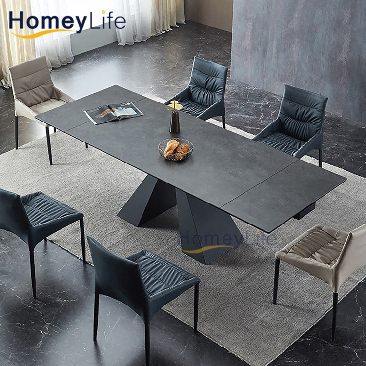 Customized Metal Feet Ceramic top Extendable Dining Table