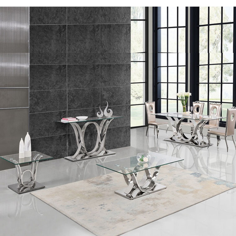 Home Furniture Dining Room Table Sets with Silver Stainless Steel
