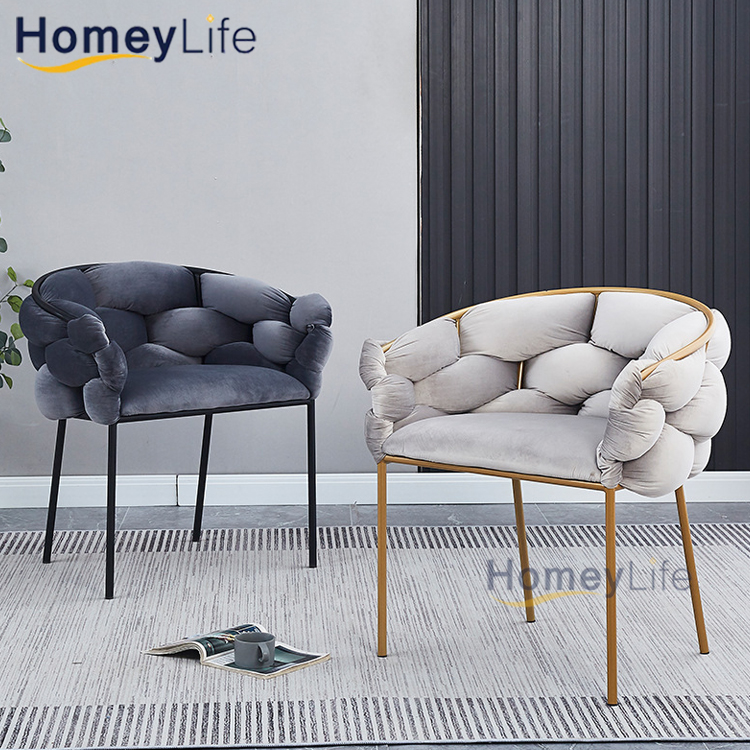 Nordic Style Modern Outdoor Banquet Furniture Velvet Armrest Home Lounge Restaurant Dining Chair for Living Room