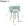 Shiny T-Gold Stainless Steel Kitchen Bar Chair Hotel Restaurant Soft Velvet High Bar Stool