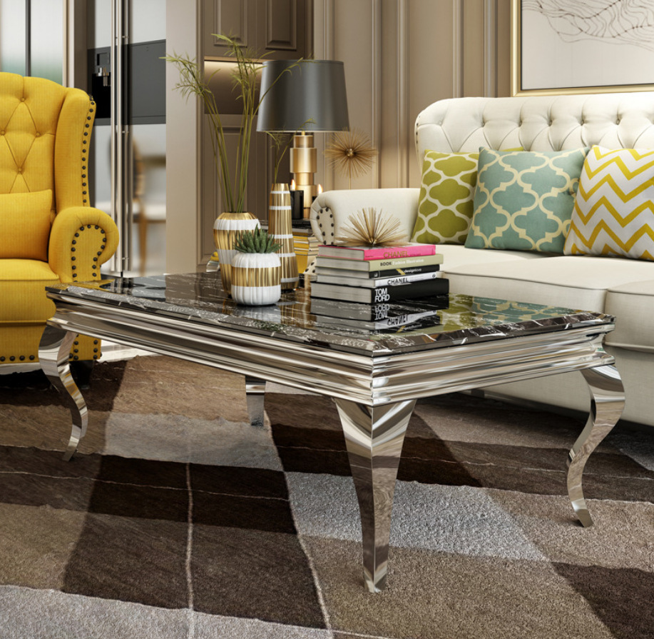 Nordic Marble Top with Wood Body Tea Center Table Coffee Table for Living Room